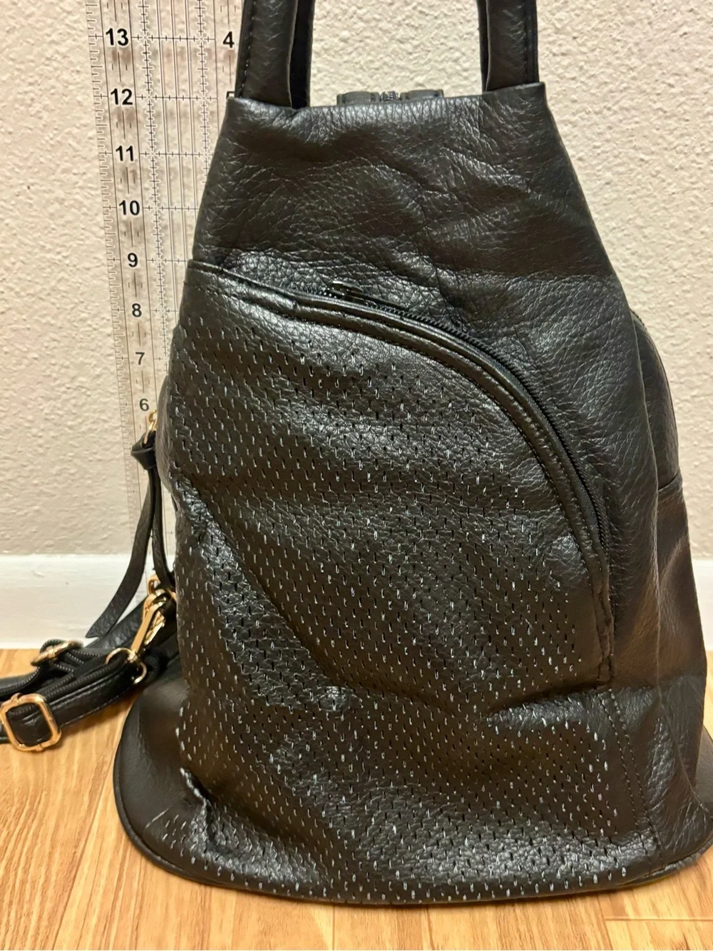 Black Women's Leather Backpack Purse